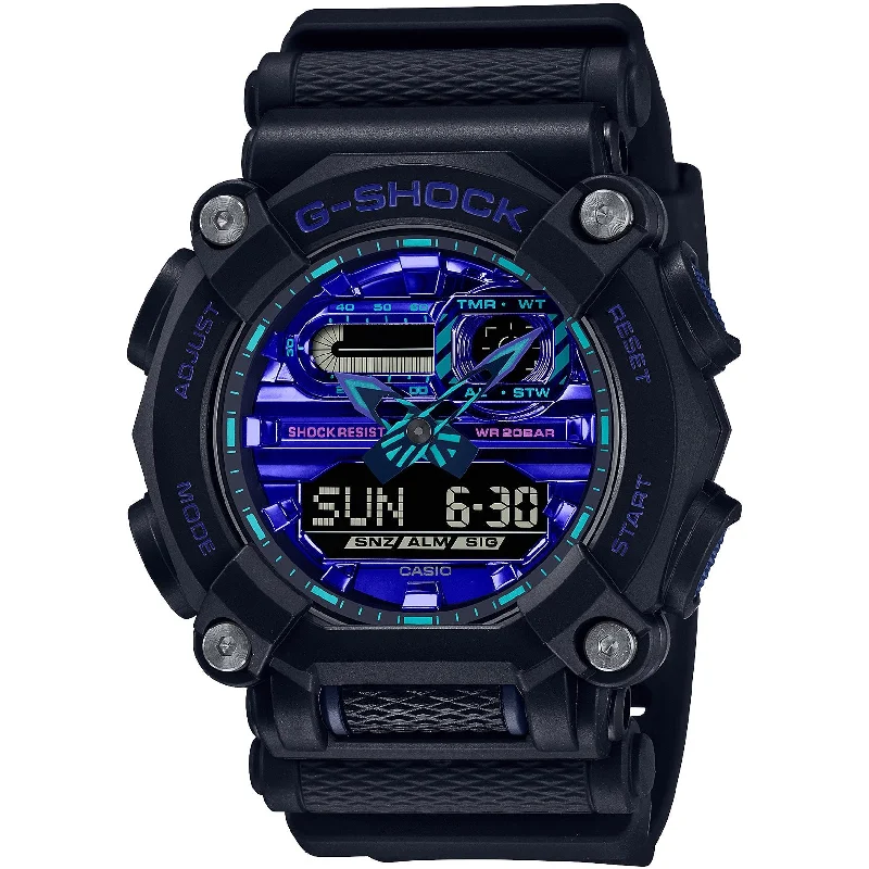 stylish men's skeletonized watches with integrated bracelet -G-Shock GA900 Black Violet Black