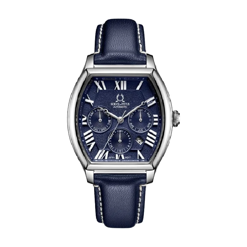 men's mechanical watches with convex design -SOLVIL ET TITUS BARRIQUE W06-03267-003 MULTI-FUNCTION MECHANICAL MEN WATCH