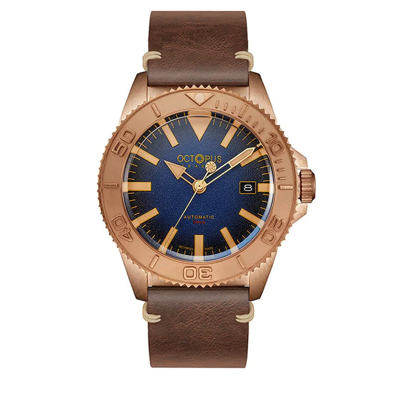 men's dive watches with curved glass -Octopus Vintage Bronze Sub Dive Watches