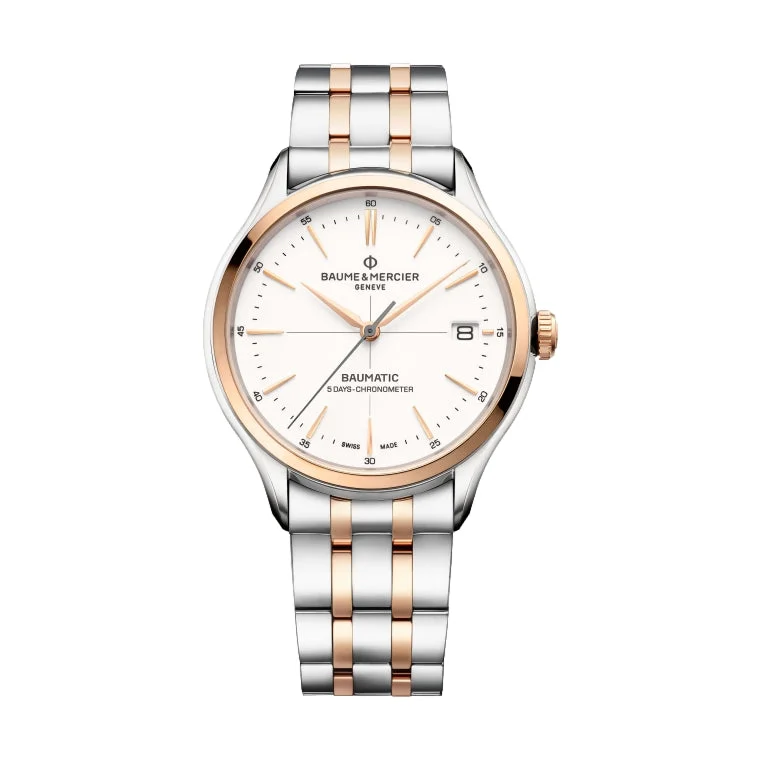 men's chronograph watches with luminescent display function -Clifton 10458 Date Two Tone, Baumatic COSC Certified, 40mm men's chronograph watches with luminescent display function -Clifton 10458 Date Two Tone, Baumatic COSC Certified, 40mm