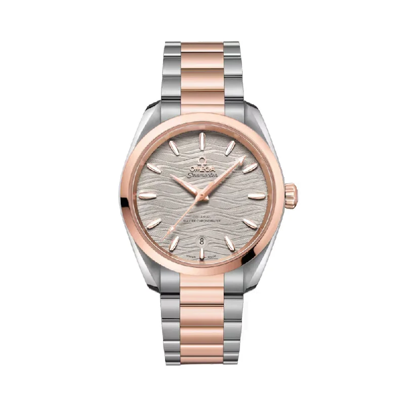 men's field watches with NATO straps -Seamaster Aqua Terra 150M Co-Axial Master Chronometer Sedna™ Gold and Steel 38mm - Grey on Bracelet