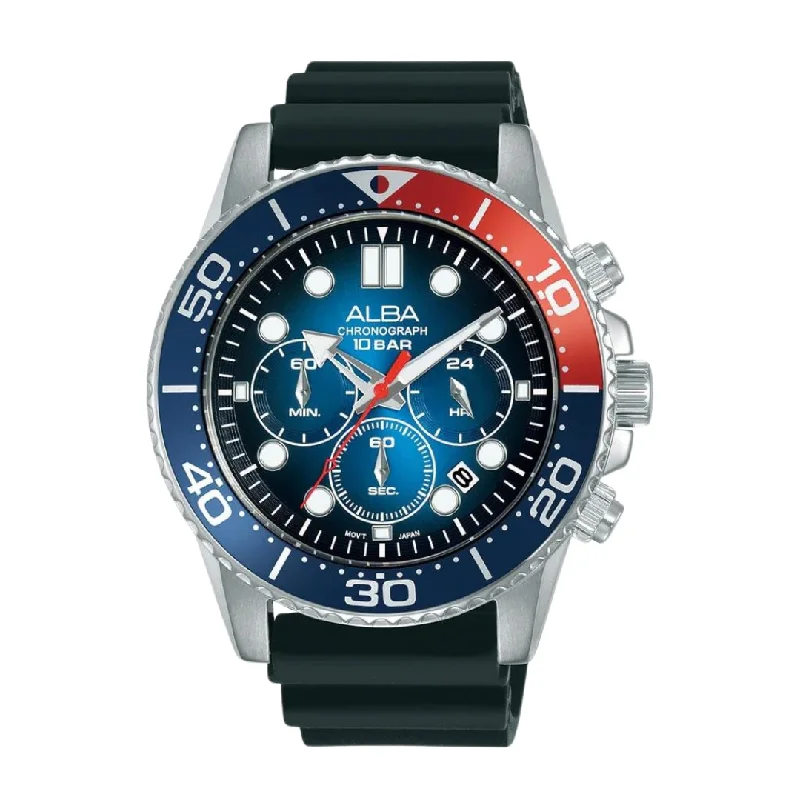 men's digital watches with tritium style design -ALBA AT3J05X SIGNA CHRONOGRAPH QUARTZ MEN WATCH