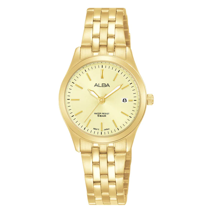 women's mechanical watches with triple time zone design -ALBA PRESTIGE AH7CF6X QUARTZ 3 HANDS DATE WOMEN WATCH