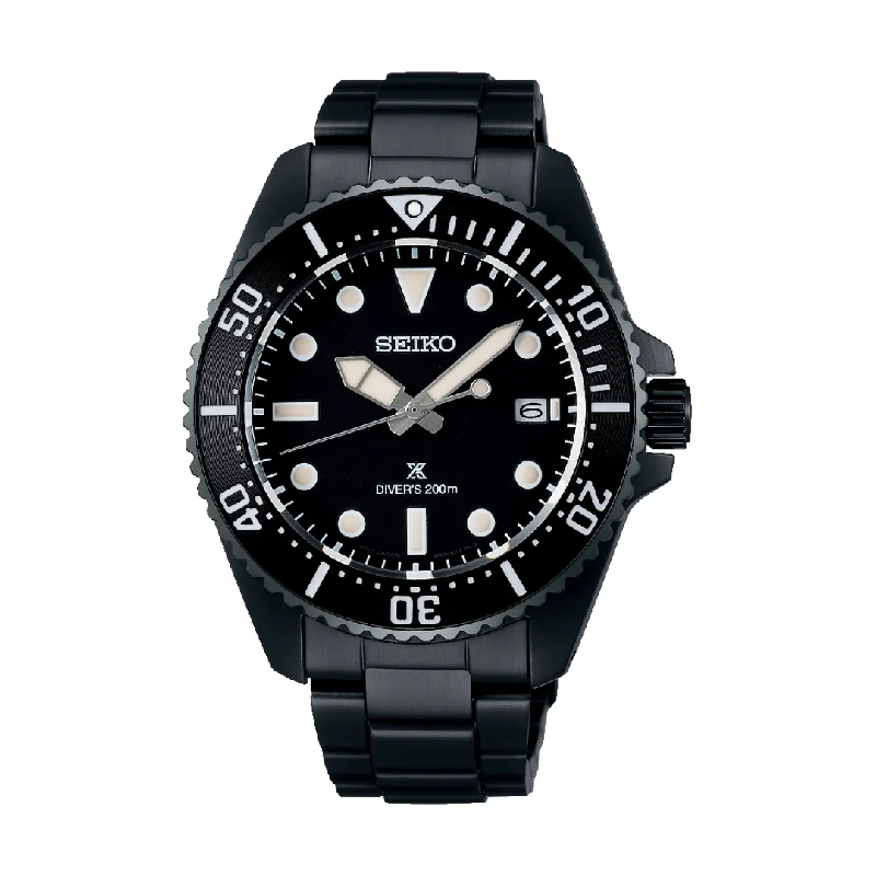 men's dive watches with fabric straps -SEIKO PROSPEX SNE599P1 SOLAR DIVER BLACK MEN WATCH
