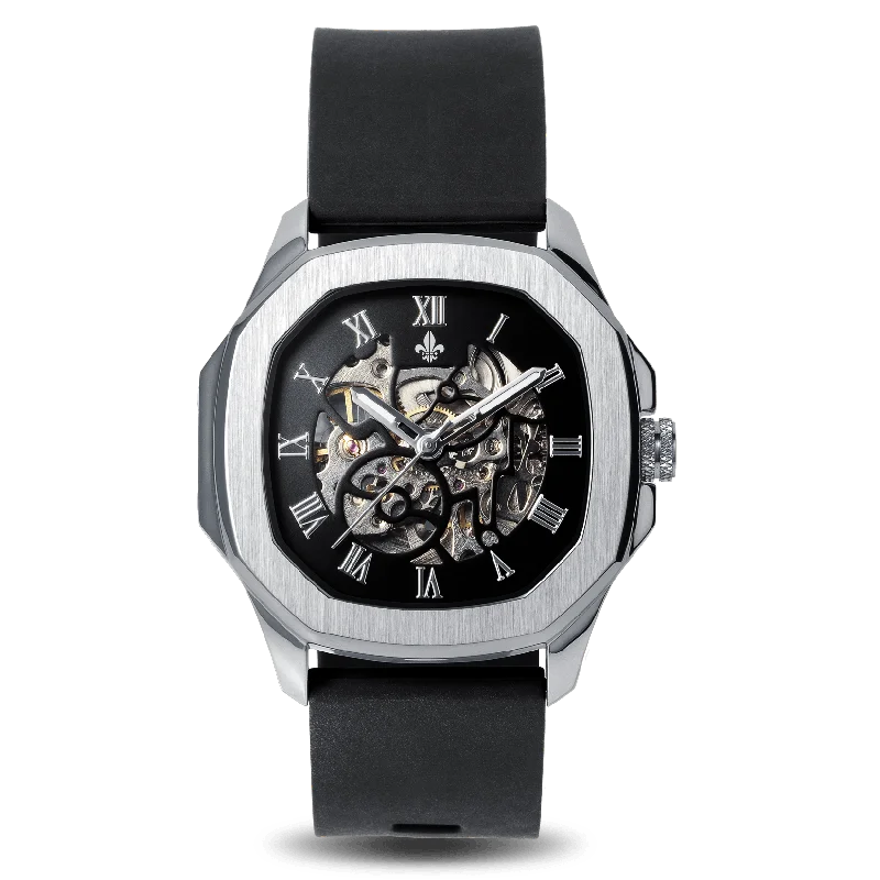men's mechanical watches with Japanese SuperLuminova display -The Avalon - Silver
