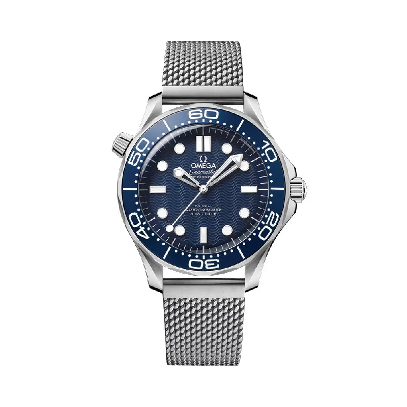 men's field watches with 12-hour style design -Seamaster Diver 300M James Bond 60th Anniversary Edition 42mm - Blue on Bracelet