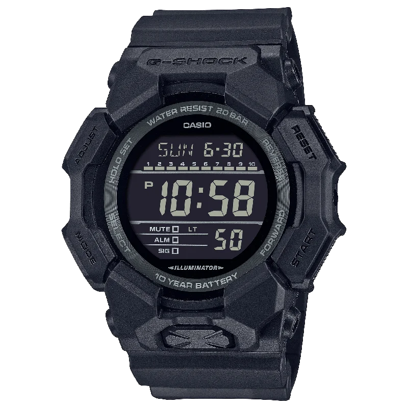 men's skeletonized watches with transparent dial -G-Shock GD010 10 Year Battery Digital All Black