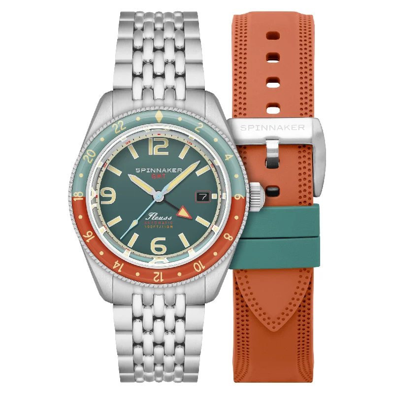 men's pilot watches with self-winding style design -Spinnaker Fleuss GMT Automatic Tropical Green