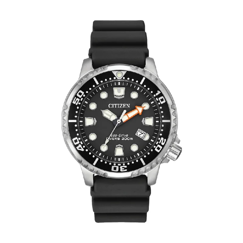 men's digital pilot watches -PROMASTER DIVER BLACK DIAL RUBBER STRAP