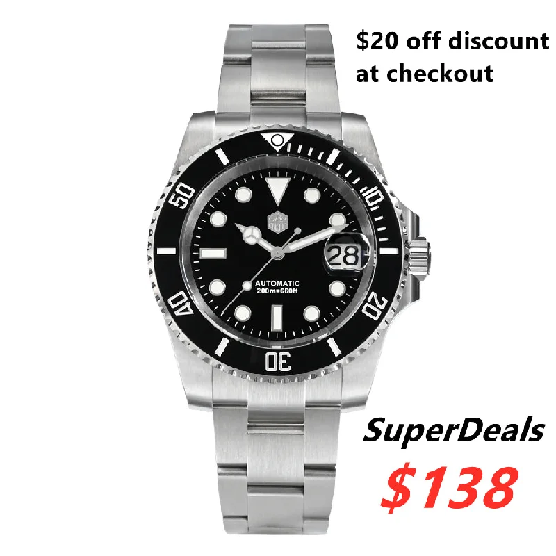 men's automatic GMT dive watches -★SuperDeals★San Martin 40mm Sub Diver Watch SN017GB
