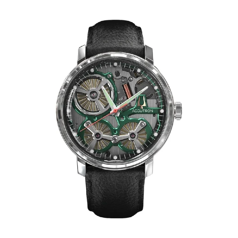 men's dive watches with polyurethane straps -Spaceview 2020 Electrostatic Black Leather Strap