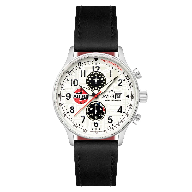 men's pilot watches with 24-hour style design -AVI-8 Classic Chronograph Airfix Edition Deco Grey