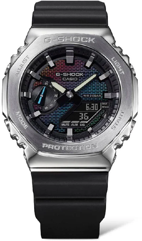 men's mechanical watches with solar display -G-Shock 2100 Rainbow Brick Wall