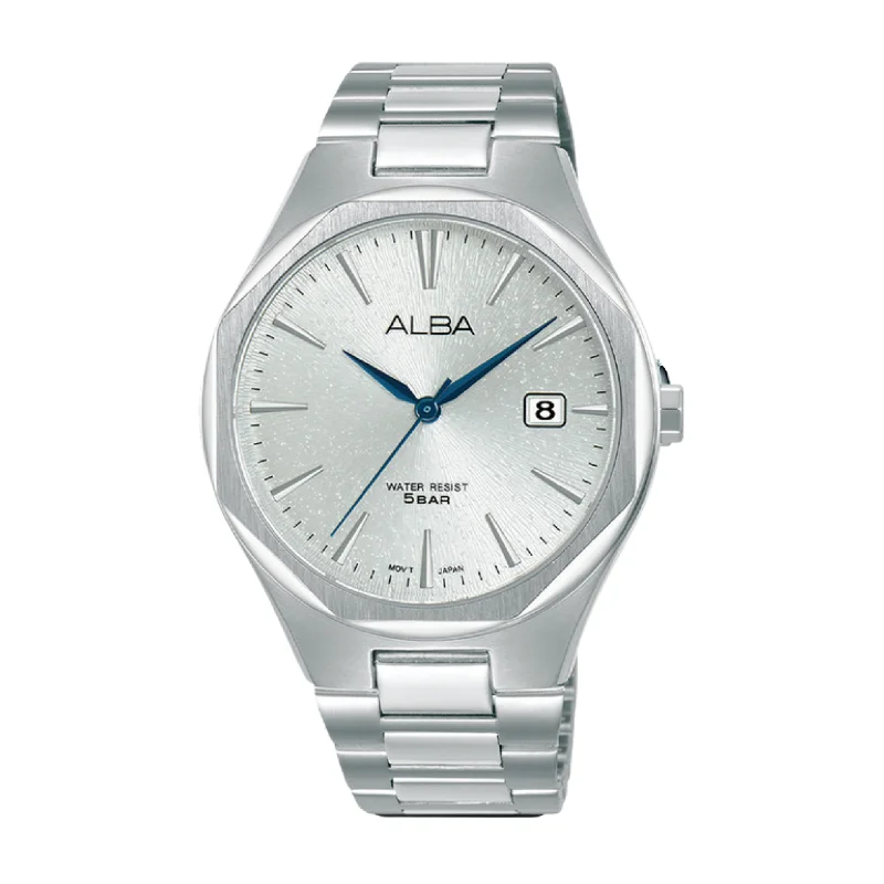 men's digital watches with pedometer -ALBA AS9U61X QUARTZ STAINLESS STEEL MEN WATCH
