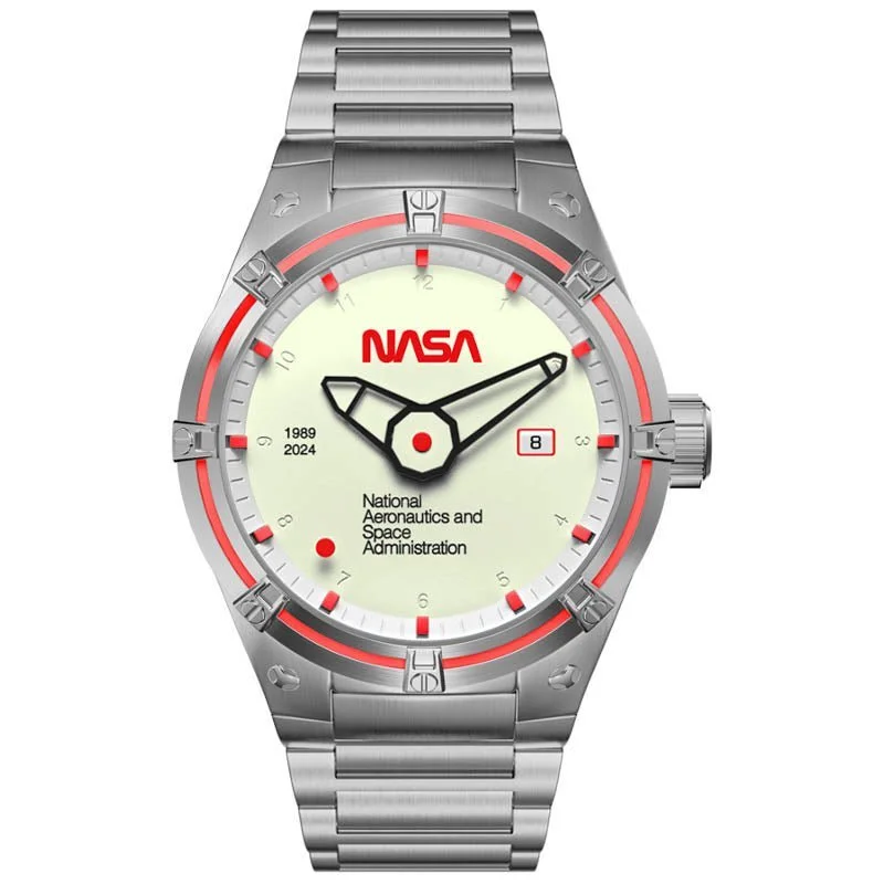 affordable luxury men's skeletonized watches -Nubeo Galileo NASA Automatic Space White Limited Edition