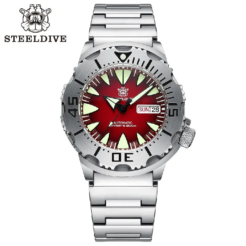 men's dive watches with month display -Steeldive SD1984 NH36 Automatic Monster Men Watch men's dive watches with month display -Steeldive SD1984 NH36 Automatic Monster Men Watch