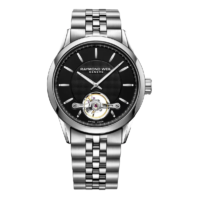 roman-numeral dress watches-Freelancer Open Aperture Black Dial