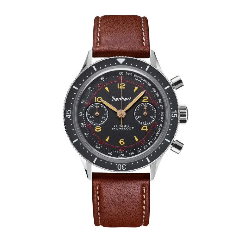 men's chronograph watches with glow-in-the-dark design -HANHART 415 ES 39MM H703.210-8110 CHRONOGRAPH CALFSKIN MEN WATCH men's chronograph watches with glow-in-the-dark design -HANHART 415 ES 39MM H703.210-8110 CHRONOGRAPH CALFSKIN MEN WATCH