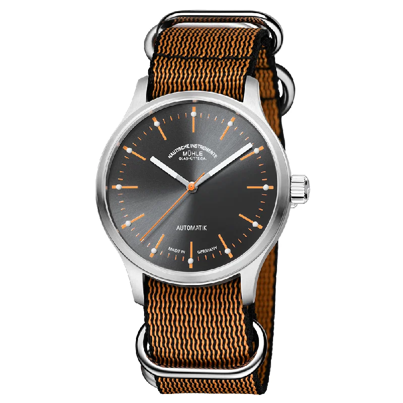 men's GMT watches with stopwatch style design -Panova Grau Fabric Strap