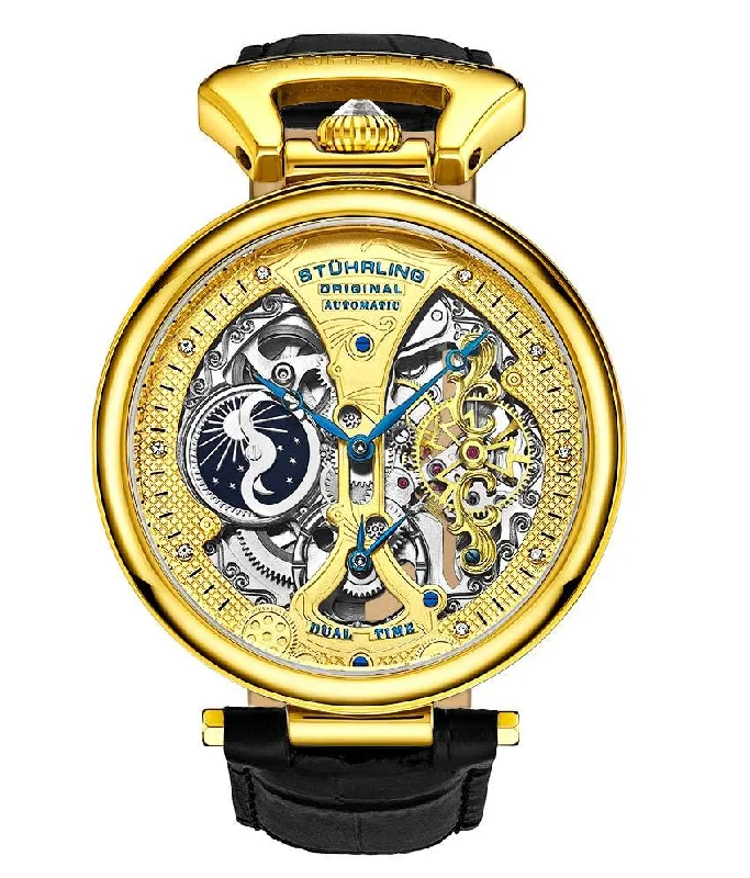 Gold Dial/Gold Case/Black Leather Strap
