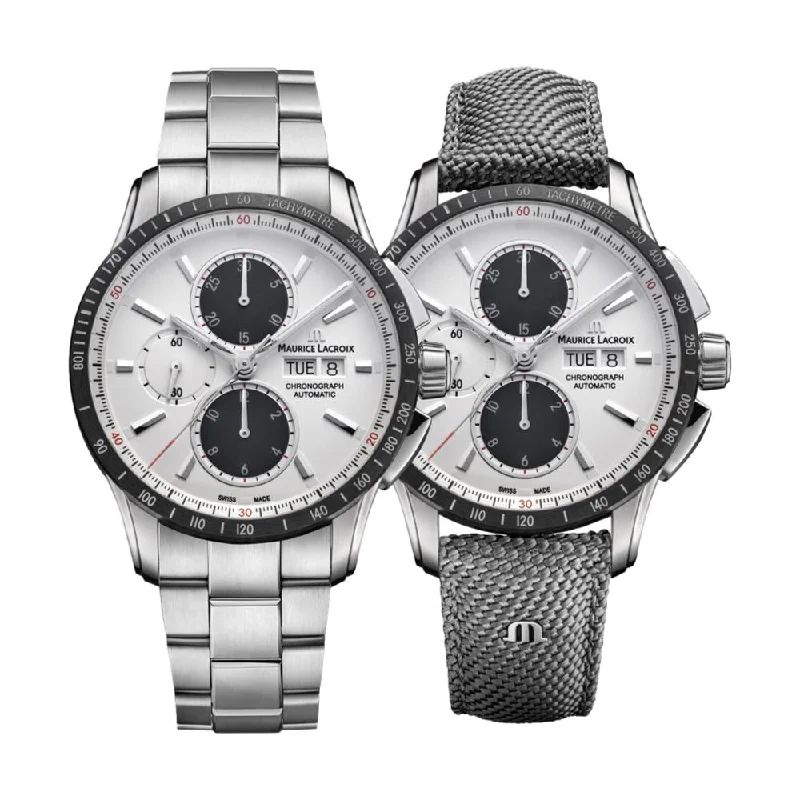 men's GMT watches for water sports -Pontos S Chronograph 43 mm - Silver