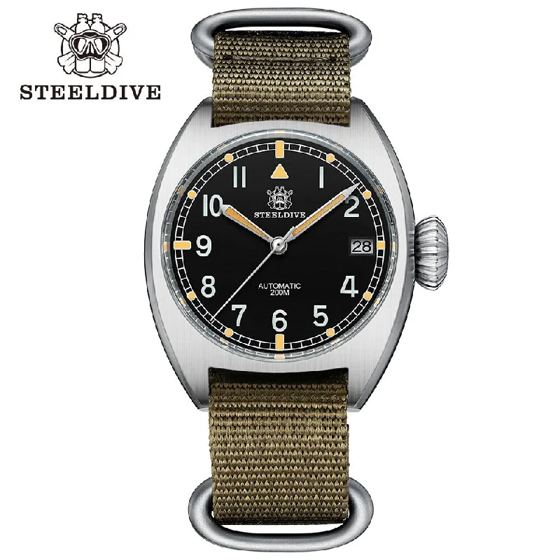 men's pilot watches with vintage design -Steeldive SD1907 Automtic British Military W10 Field Watch men's pilot watches with vintage design -Steeldive SD1907 Automtic British Military W10 Field Watch