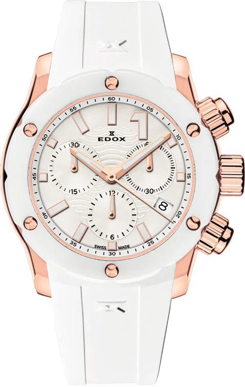women's mechanical watches with custom engraving display function -Edox Watch CO-1 Chrono Chronolady