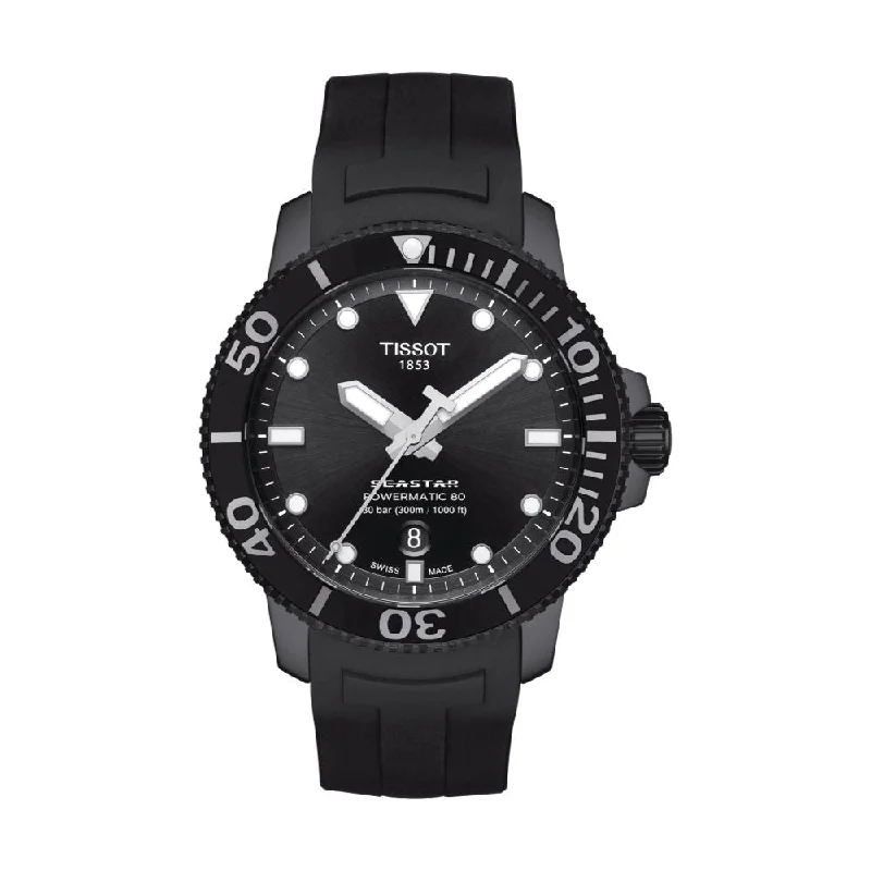 men's dive watches for water sports -Seastar 1000 Powermatic 80 Black Dial Rubber Strap men's dive watches for water sports -Seastar 1000 Powermatic 80 Black Dial Rubber Strap