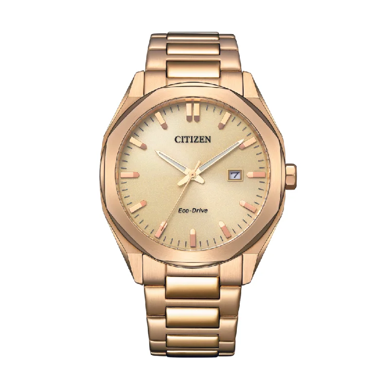 men's Seiko for watch collectors -CITIZEN BM7603-82P ECO-DRIVE ROSE GOLD STAINLESS STEEL MEN WATCH