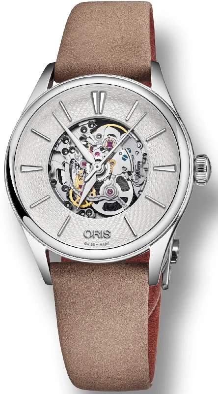 women's mechanical watches with dual time zone design -Oris Watch Artelier Skeleton