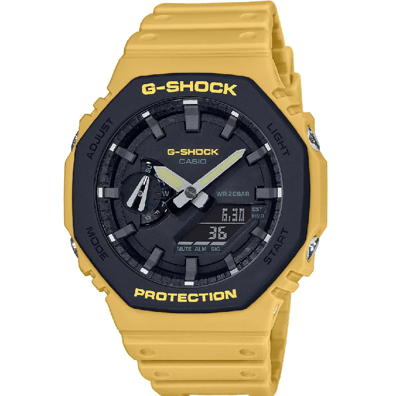 Unisex Personalized Design Watches-Casio G-Shock Men's Yellow Watch GA-2110SU-9AER