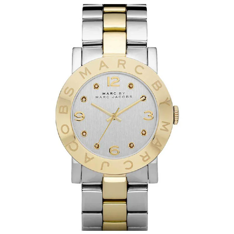 Men's British Made Design Dress Watches-Marc Jacobs MBM3139 Ladies AMY Silver Two-Tone Watch