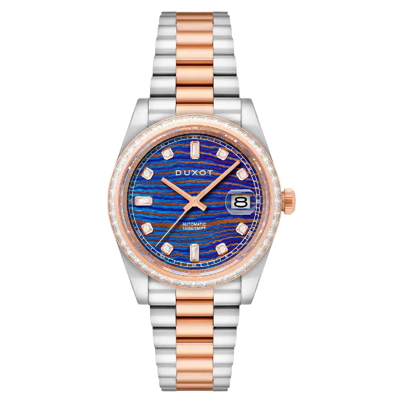 limited edition men's skeletonized watches -Duxot Serenata Rainbow Diver Automatic Rose Gold Damascus Limited Edition