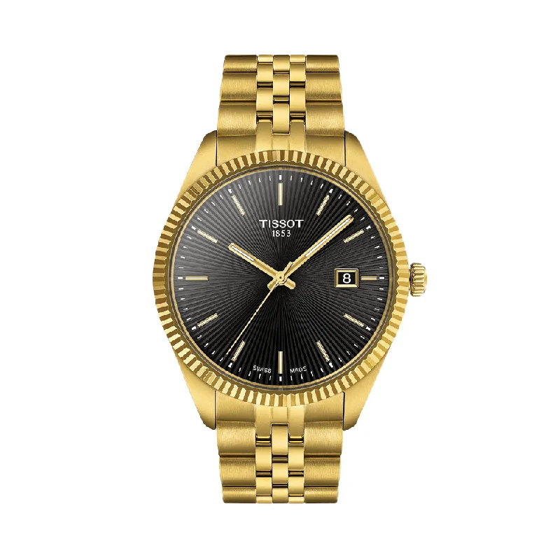 men's field watches with high contrast dials -Ballade Quartz Yellow Gold PVD Coated 40mm - Black on Bracelet