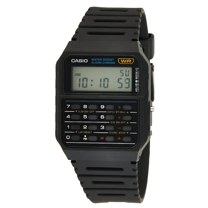 Unisex Thick Case Style Watches-Casio Watch Data Bank Calculator Black CA-53W-1Z