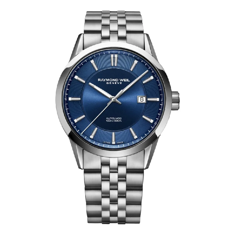 guilloché-pattern dress watches-Freelancer Blue Dial