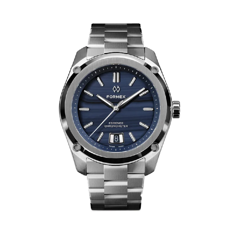 men's GMT watches with self-winding display function -Essence Chronometer "Blue Agate" 39mm - Blue on Bracelet men's GMT watches with self-winding display function -Essence Chronometer "Blue Agate" 39mm - Blue on Bracelet