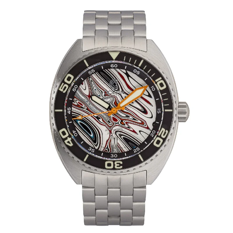 men's skeletonized watches with luxury packaging -Ocean Crawler Core Diver Automatic Fordite Type B Striped Limited Edition men's skeletonized watches with luxury packaging -Ocean Crawler Core Diver Automatic Fordite Type B Striped Limited Edition