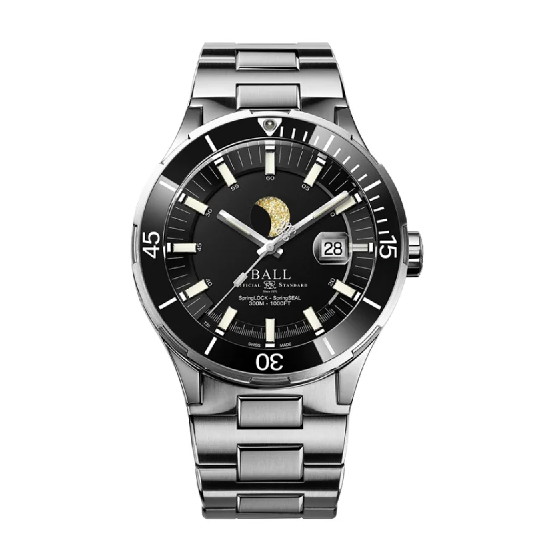 men's mechanical watches for sailing -BALL ROADMASTER CHALLENGER MOONPHASE DM3130B-S13J-BK LIMITED EDITION MEN WATCH