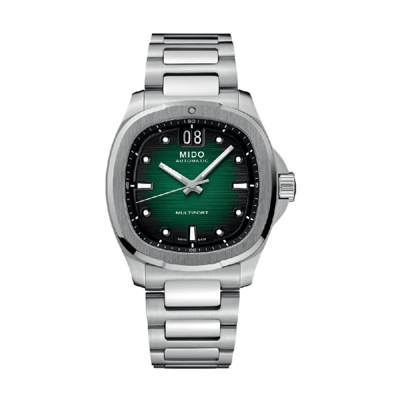 men's ISO certified dive watches -Multifort TV Big Date Green on Bracelet