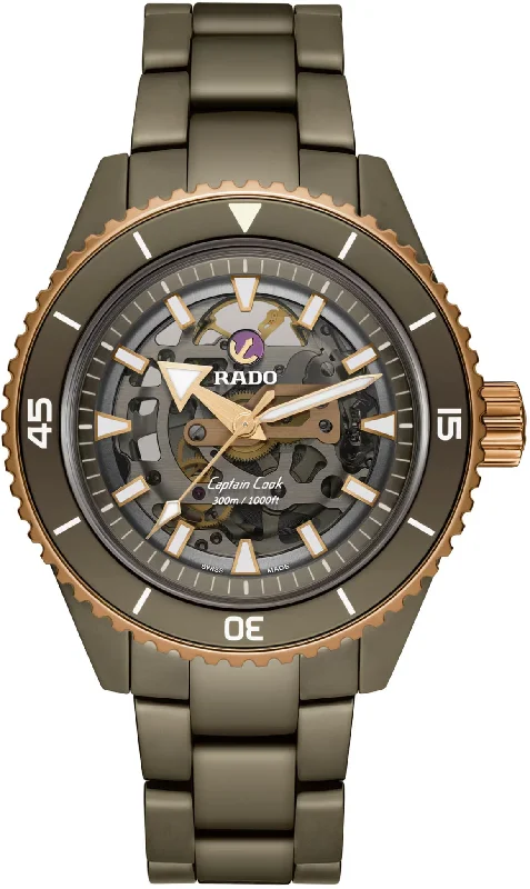 men's mechanical watches with tourbillon design -Rado Captain Cook High Tech Ceramic Skeleton D men's mechanical watches with tourbillon design -Rado Captain Cook High Tech Ceramic Skeleton D