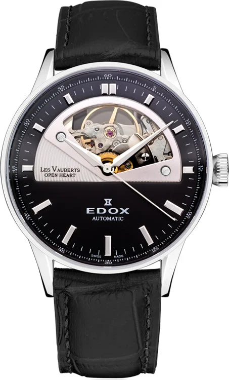 women's mechanical watches with stopwatch display function -Edox Watch Les Vauberts Open Heart Automatic