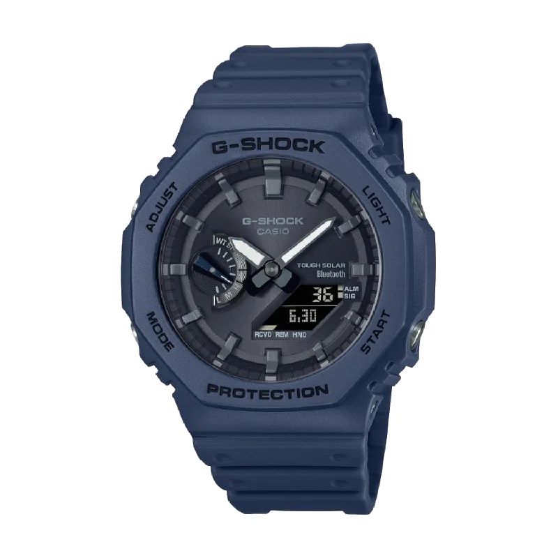 men's waterproof digital watches -CASIO G-SHOCK GA-B2100-2ADR SOLAR ANALOG-DIGITAL BLUE WATCH