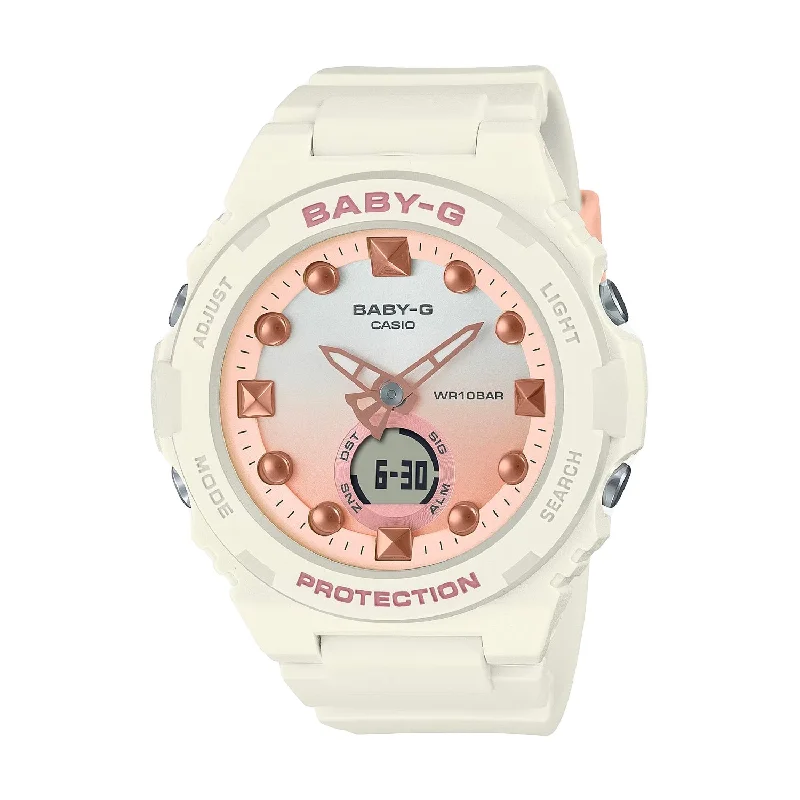 women's Casio durable watches -CASIO BABY-G BGA-320-7A1DR WHITE SAND WOMEN WATCH