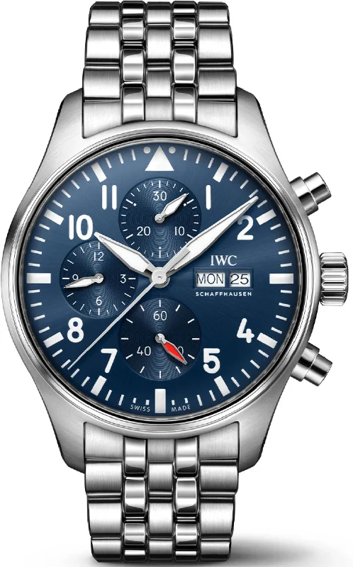 men's chronograph watches with polyurethane style straps -IWC Pilots Chronograph