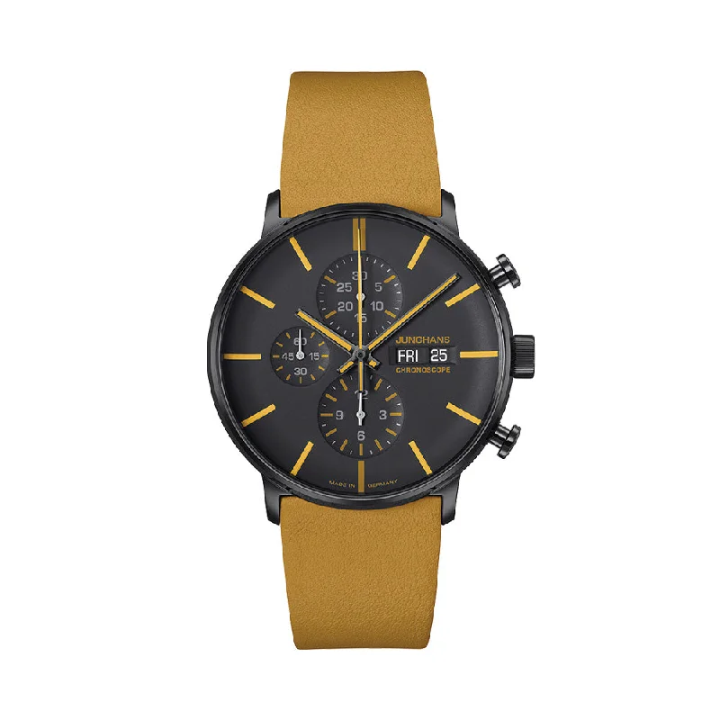 men's dive watches with helium escape valve -Form A Chronoscope Date English 42mm - Brown on Leather Strap