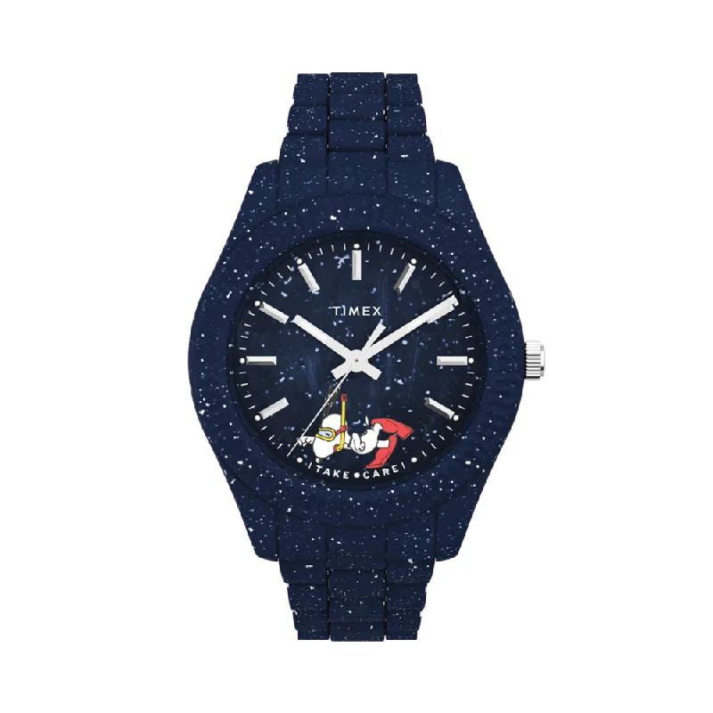 suit-fabric-complementary-Legacy Ocean x Peanuts Recycled Material 42mm - Blue on Bracelet