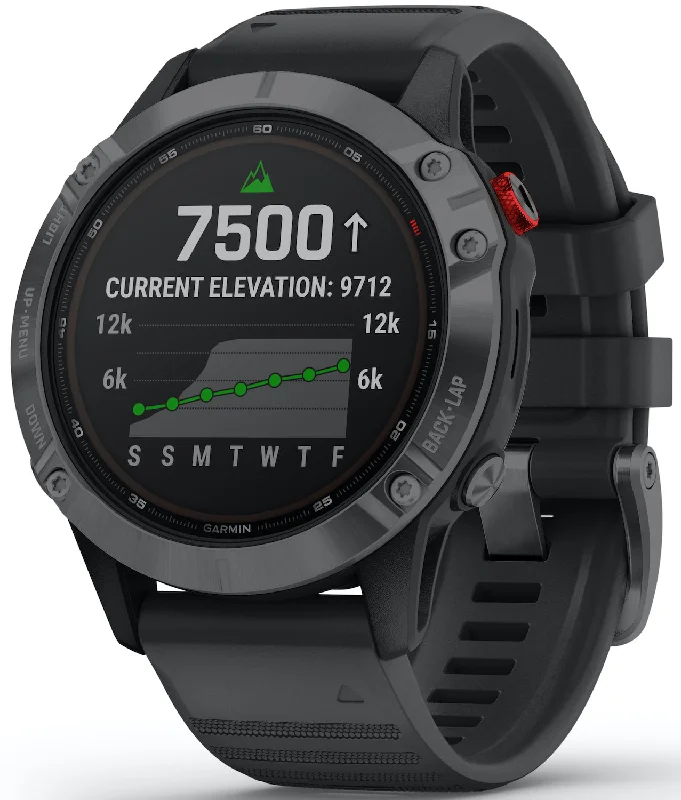 Mens Smart Watches Handbook-Garmin Watch Fenix 6 Pro Solar Slate Grey With Black Band D