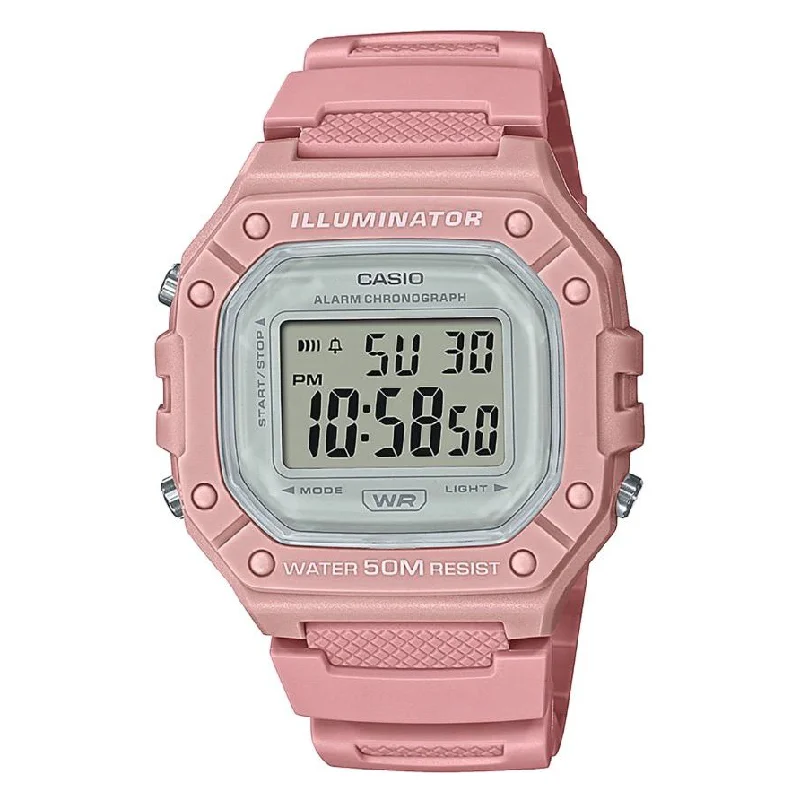 Unisex Winter Style Watches-Casio Watch Chronograph Digital Pink W-218HC-4AVDF