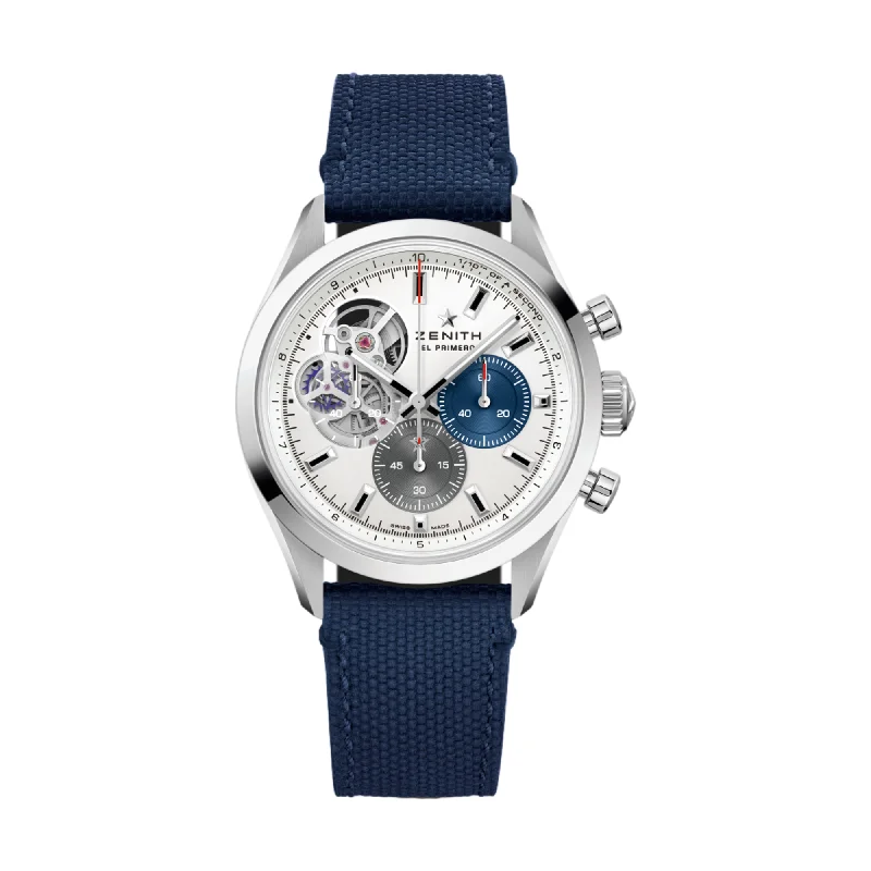 men's chronograph watches with triple time zone style design -Chronomaster Open - White, Blue Rubber Strap men's chronograph watches with triple time zone style design -Chronomaster Open - White, Blue Rubber Strap